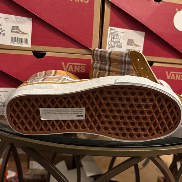 Vans Sk8-Hi Tops Plaid Wood Thrush Women’s Sizes - Picture 2 of 11